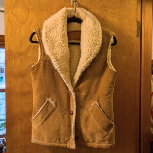 XS/S Vintage Suede and Sherpa Lined Vest